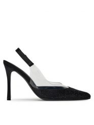 DeeZee Sandały Monica Black RU Czarny. Czarne sandały damskie DeeZee, bez wzorów, z materiału, bez obcasa, na szpilce. Za 159.99 zł.