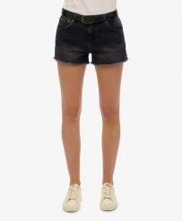 Superdry Szorty denim Mid Rise – 100% bawełna organiczna. Czarne szorty damskie Superdry., bez wzorów, z bawełny. Za 279.65 zł.