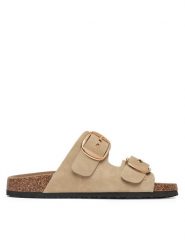 JENNY Klapki LB-P1597-YLD Beżowy. Brązowe klapki damskie Jenny, bez wzorów, z materiału, bez obcasa. Za 99.99 zł.