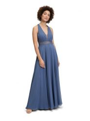 Vera Mont Sukienka w kolorze niebieskoszarym rozmiar: 36. Niebieskie sukienki damskie Vera Mont, bez wzorów, z koronki, bez kołnierzyka, bez ramiączek, maxi. Za 404.99 zł.