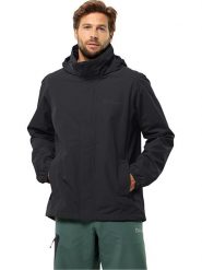 Jack Wolfskin Kurtka przeciwdeszczowa "Stormy Point" w kolorze czarnym rozmiar: M. Czarne kurtki outdoor męskie Jack Wolfskin, m, bez wzorów, z materiału, bez kaptura. Za 281.10 zł.