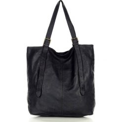 Shopperka czarna vintage MARCO MAZZINI v201a. Czarne shopper bag damskie bez wzorów, ze skóry, bez dodatków. Za 569.05 zł.