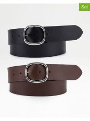 Levi's Skórzane paski (2 szt.) w kolorze brązowo-czarnym rozmiar: 85. Brązowe paski damskie Levi's, bez wzorów, z materiału. Za 110.81 zł.