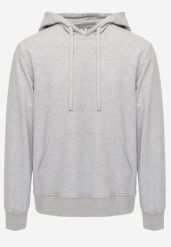 Szara Bluza z Kapturem i Kieszenią Typu Kangur Aqialei. Szare bluzy z kapturem męskie Born2be, l, z dresówki. Za 99.99 zł.