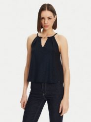 Gaudi Top 511FD44002 Czarny Regular Fit. Czarne topy damskie GAUDI, bez wzorów, z syntetyku, bez kołnierzyka. Za 219.99 zł.