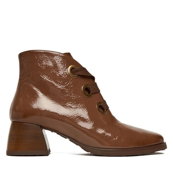 Trzewiki Hispanitas. Brązowe botki damskie Hispanitas, bez obcasa, na słupku, bez zapięcia. Za 549.99 zł.