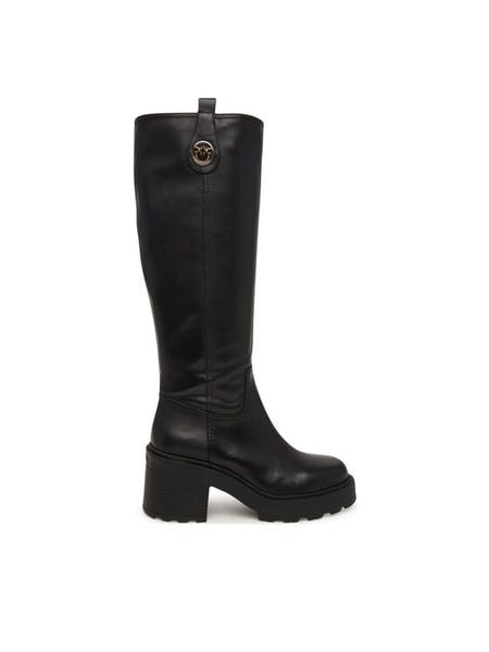 PINKO Kozaki Altea 05 SD0553P001 Czarny. Czarne kozaki damskie Pinko, ze skóry, bez obcasa, na płaskiej podeszwie. Za 1,659.00 zł.