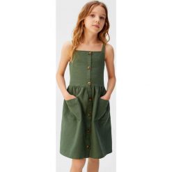 Mango Kids - Sukienka dziecięca Lulu 116-164 cm. Żółte sukienki dziewczęce Mango Kids, bez wzorów, z bawełny, casualowe, bez ramiączek. Za 99.90 zł.