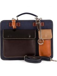 Lia Biassoni Skórzana aktówka "Melito" w kolorze granatowo-brązowym - 23 x 26 x 8 cm rozmiar: onesize. Niebieskie aktówki damskie Lia Biassoni, z materiału. Za 260.99 zł.
