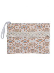 BLE Kopertówka w kolorze biało-pomarańczowym - 28 x 20 x 1 cm rozmiar: onesize. Białe torebki wieczorowe BLE, bez wzorów, z materiału, bez kołnierzyka, bez ramiączek. Za 13.44 zł.