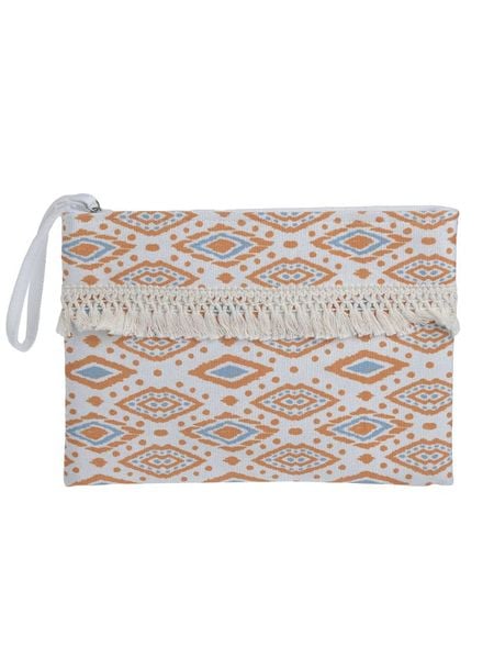 BLE Kopertówka w kolorze biało-pomarańczowym - 28 x 20 x 1 cm rozmiar: onesize. Białe torebki wieczorowe BLE, bez wzorów, z materiału, bez kołnierzyka, bez ramiączek. Za 13.44 zł.