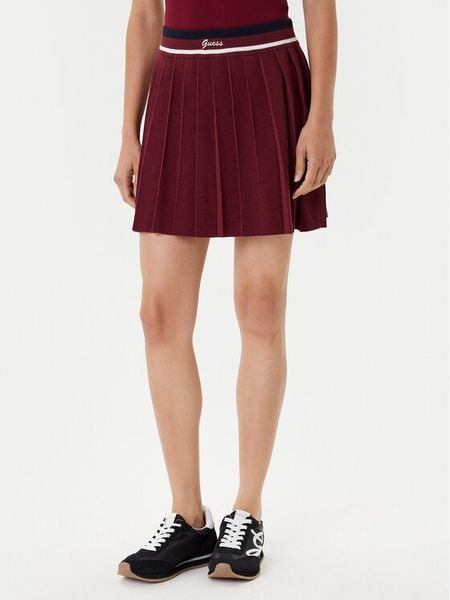 Guess Spódnica plisowana V5BD02 Z1152 Bordowy Regular Fit. Czerwone spódniczki damskie Guess, xl, z aplikacjami, plisowane. Za 219.99 zł.