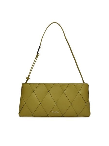 Calvin Klein Torebka Ck Woven Elongated Shoulder Bag K60K612992 Zielony. Zielone torebki klasyczne damskie CALVIN KLEIN, bez wzorów, ze skóry, bez dodatków. Za 339.99 zł.