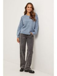 Soft Cashmere Sweter w kolorze niebieskoszarym rozmiar: 38/40. Niebieskie swetry klasyczne damskie Soft Cashmere, bez kołnierzyka. Za 121.99 zł.