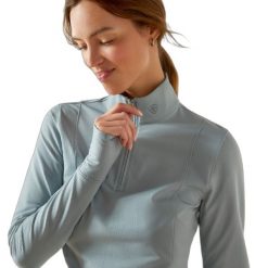 Damska koszulka jeździecka z zamkiem 1/4 Ariat Gridwork 2.0. Niebieskie t-shirty damskie Ariat, m, bez wzorów, z elastanu, bez kołnierzyka. Za 333.50 zł.
