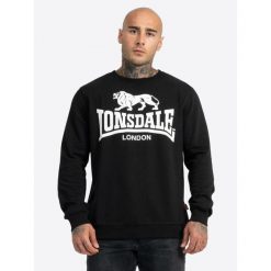 Bluza z okrągłym dekoltem Lonsdale Go Sport. Czarne bluzy bez kaptura męskie Lonsdale, bez wzorów, casualowe, bez kołnierzyka, bez ramiączek. Za 235.00 zł.