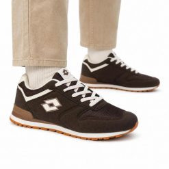 Buty męskie sportowe do chodzenia Lotto EPICAN. Brązowe buty sportowe na co dzień męskie Lotto, z materiału, bez zapięcia, na fitness i siłownię. Za 129.00 zł.