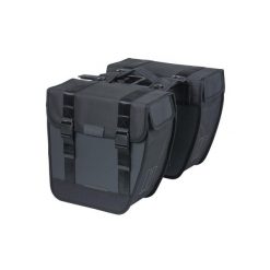 Wodoodporna poliestrowa torba na rower z odblaskową wieżą Basil (x2). Czarne torebki klasyczne damskie BASIL, bez wzorów, bez dodatków. Za 273.49 zł.