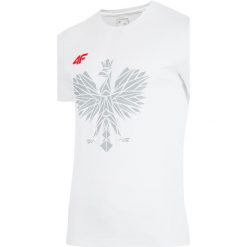 Koszulka kibica PZLA męska TSMF101 - biały. Białe t-shirty sportowe męskie 4f, m, z dzianiny, bez ramiączek. W wyprzedaży za 99.99 zł.