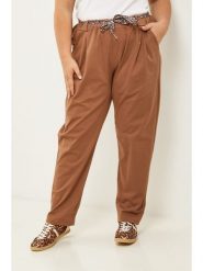 Curvy Lady Spodnie w kolorze jasnobrązowym rozmiar: 40/42. Brązowe spodnie materiałowe damskie Curvy Lady, bez wzorów, z bawełny, klasyczne, z standardowym stanem. Za 86.99 zł.