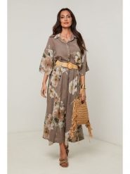 Le Monde du Lin Lniana bluzka w kolorze szarobrązowym rozmiar: 34/36. Brązowe bluzki damskie Le Monde du Lin, bez wzorów, ze lnu, bez kołnierzyka, bez ramiączek. Za 165.99 zł.