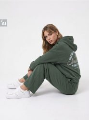 Spodnie dresowe wide leg z bawełną - khaki. Brązowe spodnie sportowe damskie Sinsay, l, z bawełny. Za 39.99 zł.