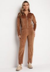 Brązowy 2-częściowy Komplet Dresowy z Bluzą i Spodniami Stellarina. Brązowe bluzy bez kaptura damskie Born2be, m, z dresówki. Za 179.99 zł.