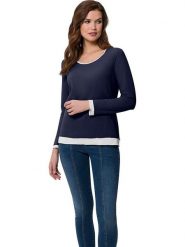 Heine Koszulka w kolorze granatowym rozmiar: 50. Niebieskie bluzki damskie Heine, bez wzorów, bez kołnierzyka, bez ramiączek. Za 56.93 zł.