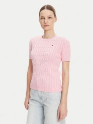 Tommy Hilfiger Sweter WW0WW38744 Różowy Regular Fit. Czerwone swetry klasyczne damskie Tommy Hilfiger, xs, z bawełny, bez kołnierzyka. Za 369.99 zł.