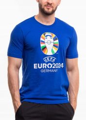 Koszulka męska adidas Euro24. Niebieskie t-shirty sportowe męskie Adidas, m, z bawełny, bez ramiączek, na fitness i siłownię. Za 49.00 zł.