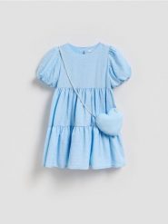 Sukienka z torebką - jasnoniebieski. Niebieskie sukienki dziewczęce Reserved, bez wzorów, z tkaniny, bez ramiączek. Za 129.99 zł.