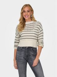ONLY Sweter Asa 15310527 Beżowy Regular Fit. Brązowe swetry klasyczne damskie Only, s, z bawełny, bez kołnierzyka. Za 119.99 zł.
