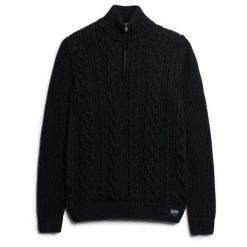 Sweter z dzianiny zapinany do połowy Superdry Jacob Cable. Niebieskie kardigany męskie Superdry., na zimę, m, bez wzorów, z dzianiny, eleganckie, bez kołnierzyka. Za 320.00 zł.