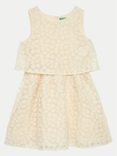 United Colors Of Benetton Sukienka letnia 4W8NCV02I Écru Regular Fit. Sukienki dziewczęce United Colors Of Benetton, na lato, bez wzorów, z bawełny, bez ramiączek. Za 159.99 zł.