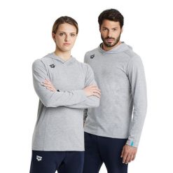 Bluza Arena Team Long Sleeve T-Shirt Panel z kapturem. Szare t-shirty damskie Arena, bez wzorów, z bawełny, bez kołnierzyka. Za 149.99 zł.