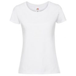 Koszulka Damska Iconic 195 Plain T-shirt. Białe bluzki damskie Fruit of the Loom, bez wzorów, sportowe, bez kołnierzyka, bez ramiączek. Za 36.99 zł.
