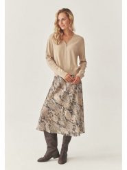 TATUUM Spódnica w kolorze beżowo-czarnym rozmiar: 36. Brązowe spódniczki damskie Tatuum, bez wzorów, ze skóry, z podwyższonym stanem, midi. Za 156.98 zł.