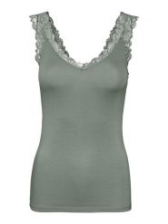 ONLY Top "Rosa" w kolorze ciemnozielonym rozmiar: L. Zielone topy damskie Only, l, bez wzorów, z koronki, bez kołnierzyka. Za 52.79 zł.