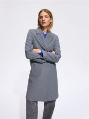 Płaszcz z domieszką wełny - szary. Szare płaszcze damskie Reserved, l, bez wzorów, z tkaniny. Za 259.99 zł.