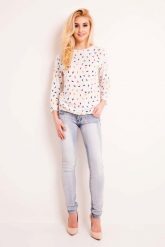 Bluzka we Wzory z Szerokim Rękawem 7/8. Białe bluzki damskie Lou-Lou, l, bez wzorów, z elastanu, bez kołnierzyka, bez ramiączek. Za 122.90 zł.