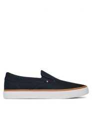 Tommy Hilfiger Tenisówki Th Hi Vulc Core Low Ii Slipon FM0FM05514 Granatowy. Niebieskie trampki i tenisówki męskie Tommy Hilfiger, bez wzorów, z materiału, bez zapięcia. Za 219.99 zł.
