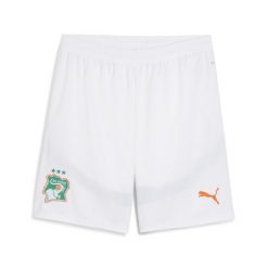Męskie szorty Wybrzeże Kości Słoniowej 2025 PUMA White Dark Myrtle Green. Białe szorty męskie Puma, bez kołnierzyka. Za 199.00 zł.