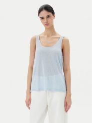 ONLY Top Frida 15194667 Błękitny Regular Fit. Niebieskie topy damskie Only, l, bez wzorów, z syntetyku, bez kołnierzyka. Za 39.99 zł.