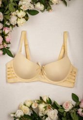 Beżowy Biustonosz Push Up z Wycięciami na Bokach Shieso. Brązowe biustonosze Born2be, bez wzorów. Za 34.99 zł.