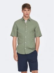 Only & Sons Koszula Caiden 22009885 Zielony Slim Fit. Zielone koszule męskie Only & Sons, m, bez wzorów, z bawełny, bez kołnierzyka, bez ramiączek. Za 159.99 zł.