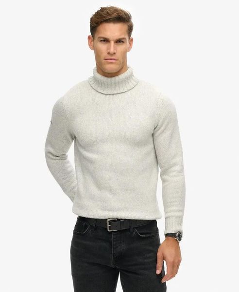 Superdry Szczotkowany sweter z golfem Glacier Grey. Szare golfy damskie Superdry., xl, bez wzorów, z materiału, bez ramiączek. Za 489.10 zł.