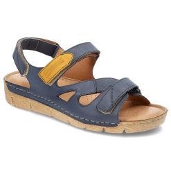 Niebieskie Sandały Pollonus Damskie Skórzane Buty. Niebieskie sandały damskie Pollonus, bez wzorów, ze skóry, bez obcasa. Za 169.00 zł.