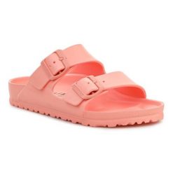Klapki Birkenstock Arizona Eva 1022511 różowe. Czerwone klapki damskie bez wzorów, z materiału, bez obcasa. Za 302.18 zł.