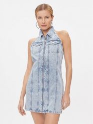 Tommy Jeans Sukienka jeansowa DW0DW17057 Błękitny Regular Fit. Niebieskie sukienki damskie Tommy Jeans, l, bez wzorów, z bawełny, bez kołnierzyka, bez ramiączek. Za 649.99 zł.