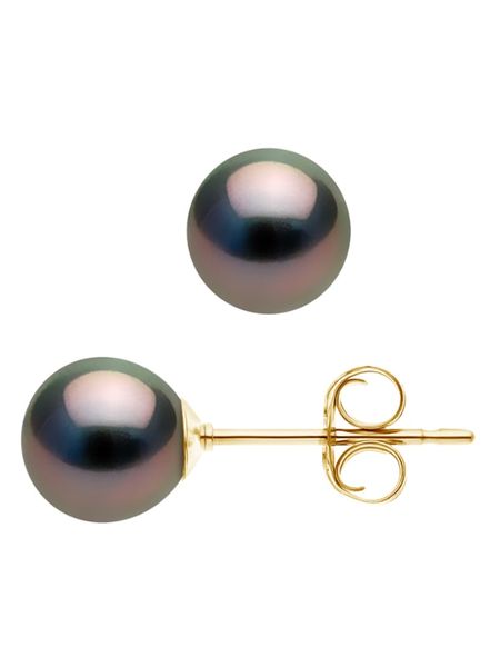 Pearl Addict Kolczyki-wkrętki z perłami w kolorze tahiti rozmiar: onesize. Brązowe kolczyki damskie Pearl Addict, z perłą, złote. Za 750.45 zł.